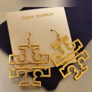 Gold Tory Birch logo earrings